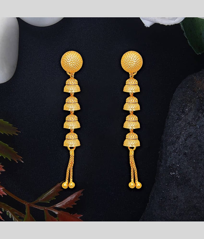 LUV FASHION Golden Drop Earrings ( Pack of 1 )