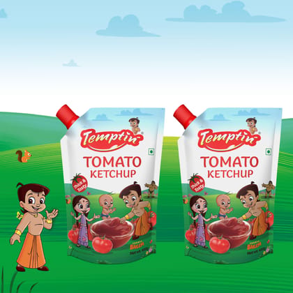 Temptin Tomato Ketchup 425g X 2 | Pack of 2 | Thick & Flavourful Ketchup from Juicy Tomatoes | Perfect for Snacks, Burgers | Fries & Meals | 950gm Pack for Long-Lasting Use