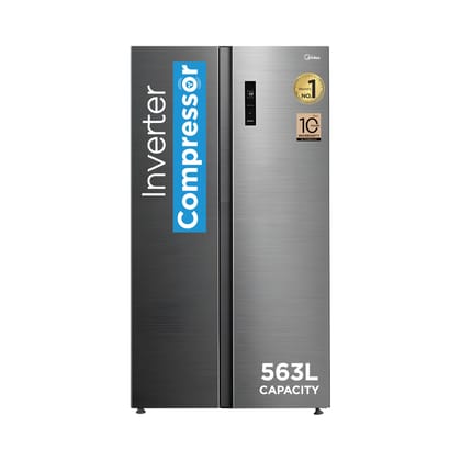 Midea 563 L French Door Refrigerator, Inverter Compressor, Multi Air Flow Cooling,Digital Display MDRS704FGF46 Frost Free,Bru-Steel Finish (Portable Ice Maker, Frost Free, Energy Efficient) Midea 563 L French Door Refrigerator, Inverter Compressor, Multi