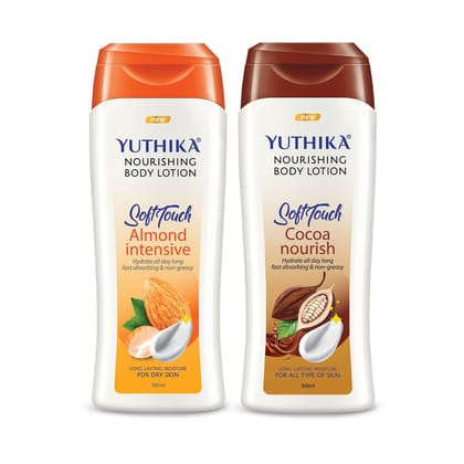 Yuthika Nourishing Body Lotion 100ml Combo Pack of 2, Non Greasy Almond and Cocoa Nourish Body Lotion for Women & Men
