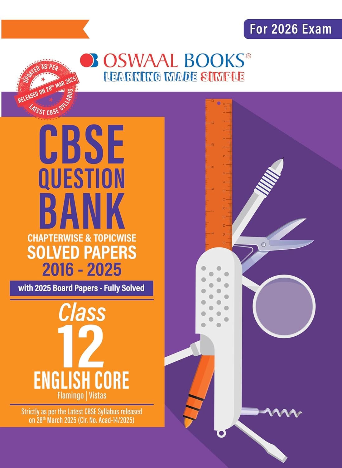 Oswaal CBSE Question Bank Chapterwise and Topicwise SOLVED PAPERS Class 12 English Core For Exam 2026 Paperback  3 April 2025 [Paperback] Oswaal Books And Learning Private Limited