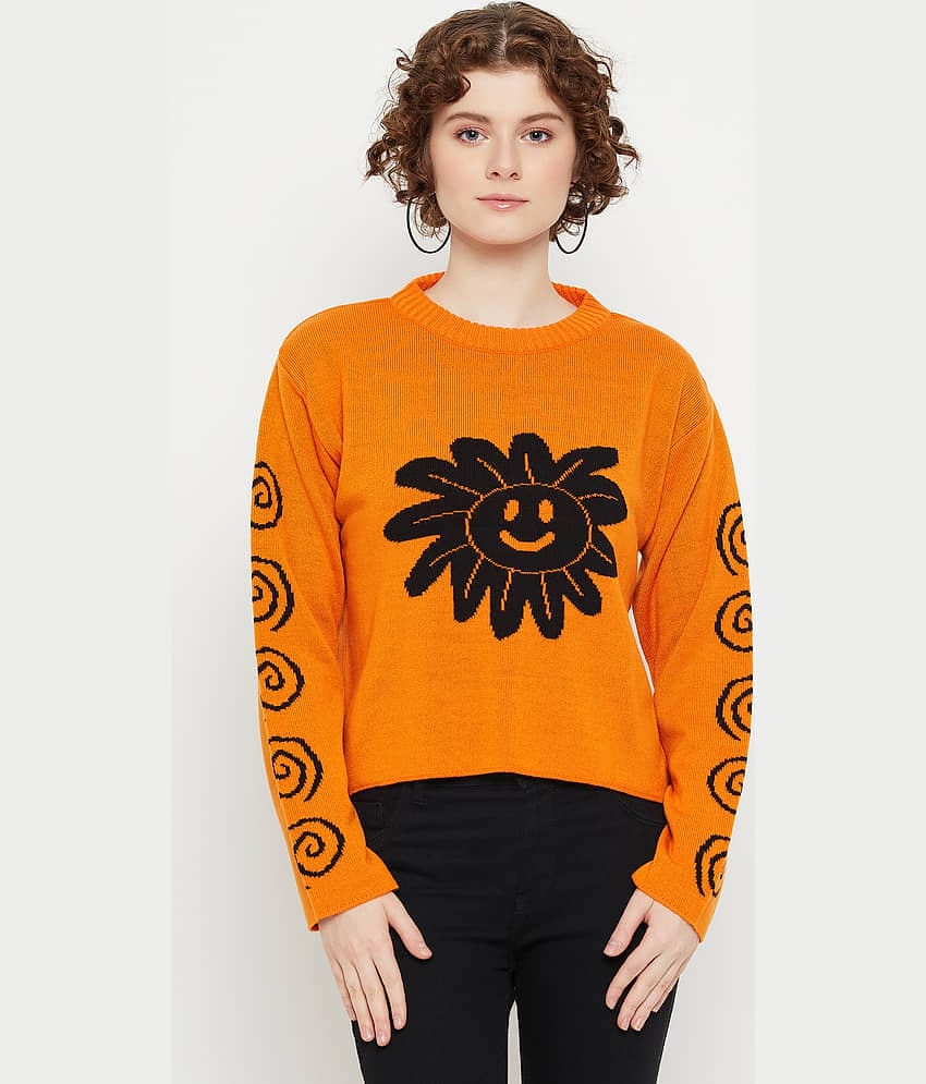 KASMA Acro Wool Round Neck Women's Pullovers - Yellow ( )