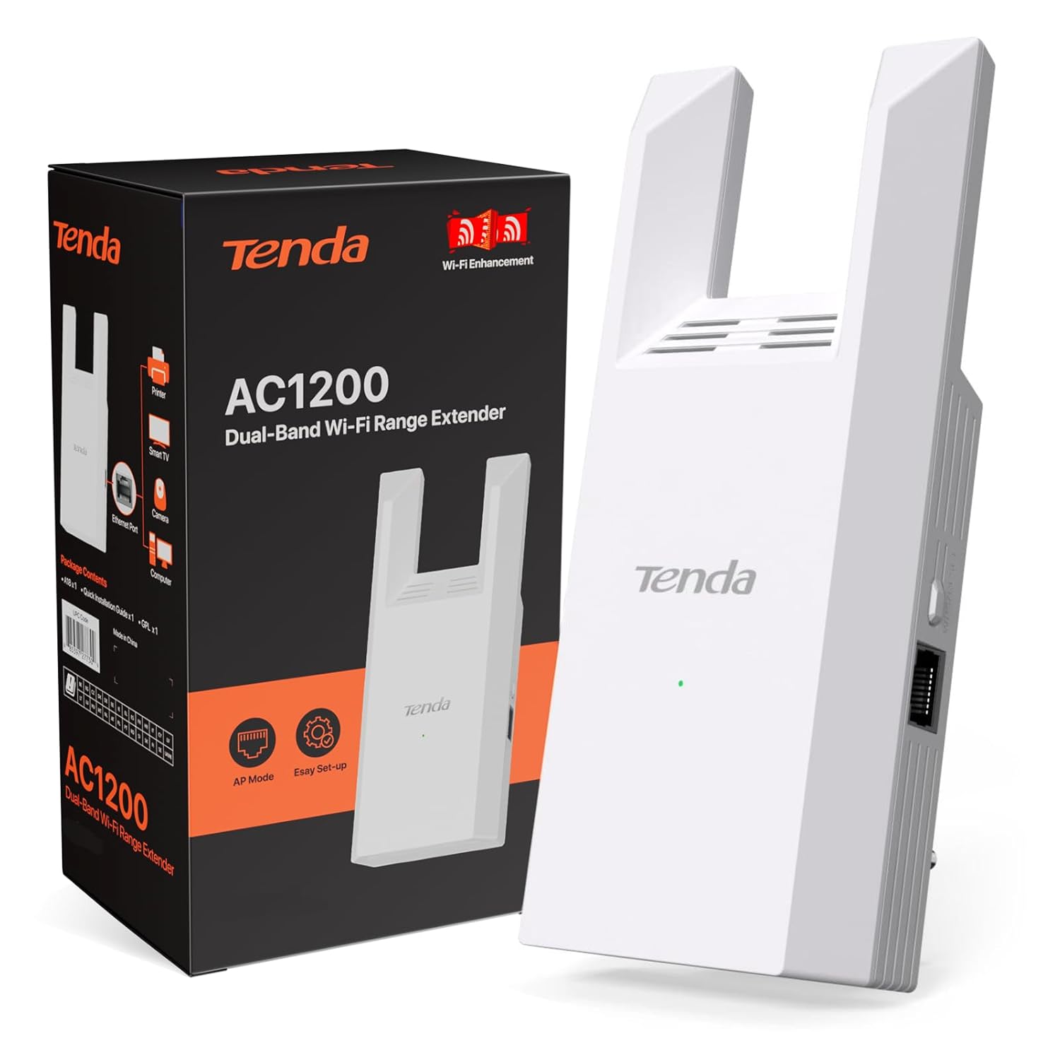 Tenda WiFi Range Extender AC1200-WiFi Extender with Ethernet Port, 1.2Gbps Home Signal Booster Dual Band