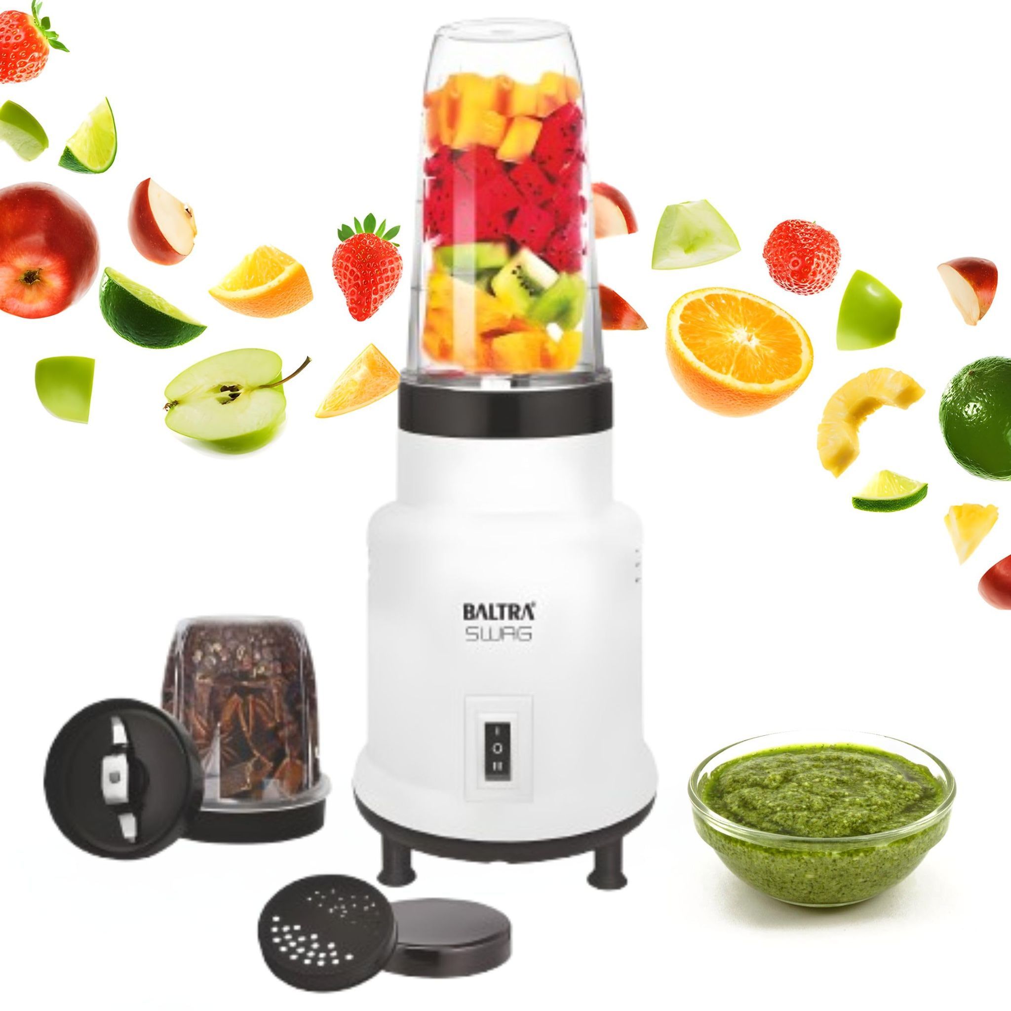 Baltra Swag Nutri 2 Jar Mixer Grinder for Smoothies, Chutney & Shakes, Long Lasting Shock Proof Abs Body, Powerful 400 Watt Heavy Duty Motor Bullet Mixer Grinder Juicer Mixi - 2 Year Warranty