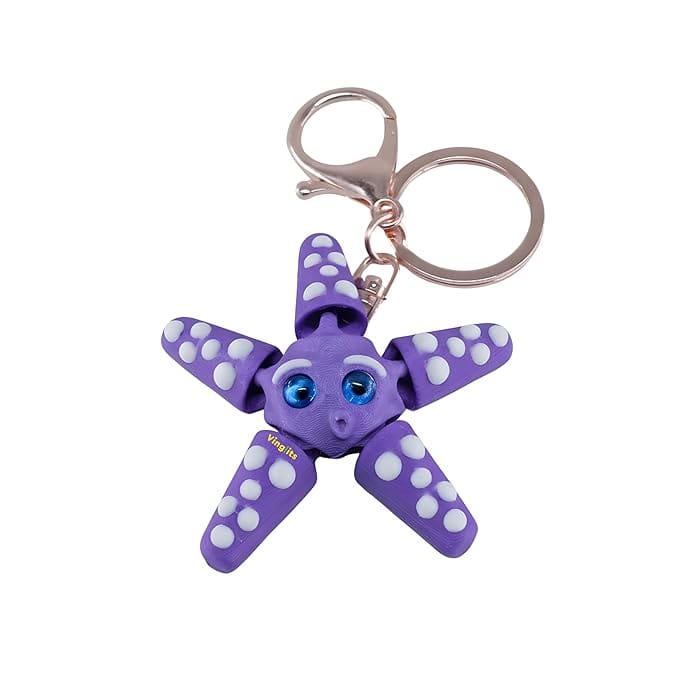 Vinglits Aqua Squad 3D Printed Keychains – Articulated Animal Toys, Pocket-Friendly Keyrings, Stress Relief Desk Toys for Kids & Adults, Collectible Accessories (Starfish - Tara)