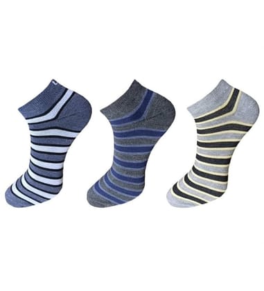 3_Pair Set Unisex Casual Cotton Striped Ankle Length Socks (Multicolor)-PID54101