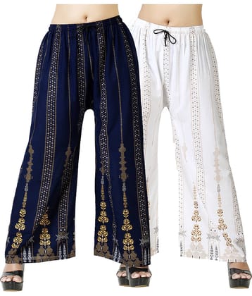lasafiya Pack of 2 Rayon Straight Women's Palazzos ( Blue )