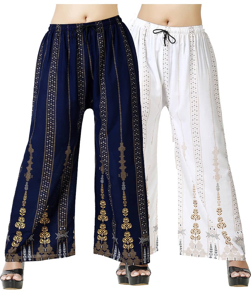 lasafiya Pack of 2 Rayon Straight Women's Palazzos ( Blue )