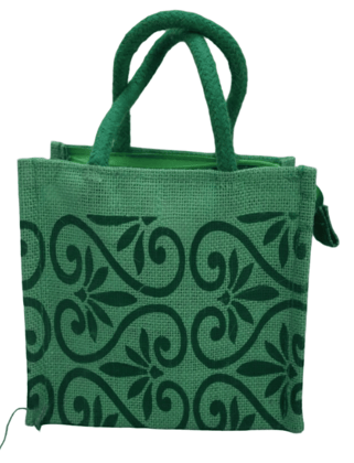Green Printed Jute Bag - Eco-Friendly & Stylish Tote