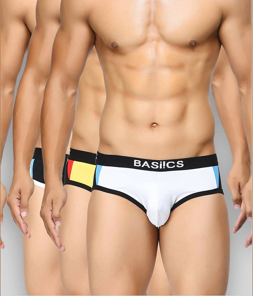 BASIICS By La Intimo Pack of 3 100% Cotton Briefs For Men's ( White )