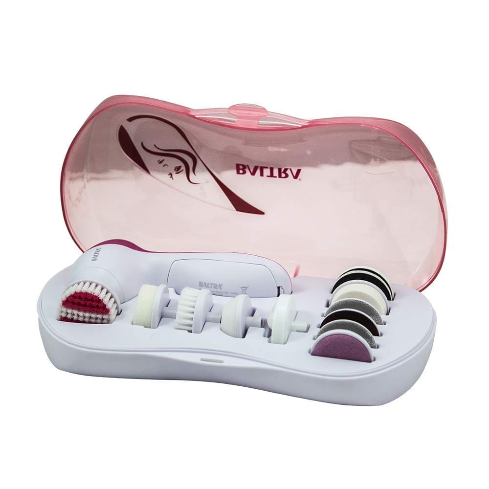 BALTRA Facial Electric Massage Machine Kit 11in1, Face Massager Kit for Women with Face Scruber, Sponge, Rolling Massager & Attachment for Pedicure, Manicure &Body Massage, Compact Facial Massager Kit
