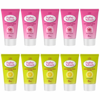 VI-JOHN Women Feather Touch Hair Removal Cream Lime & Rose 40gx5 Each (Pack of 10)