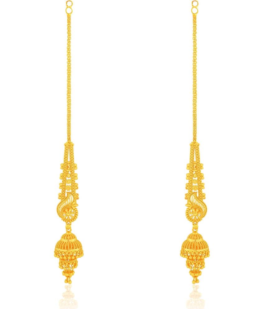 LUV FASHION Golden Jhumki Earrings ( Pack of 1 )