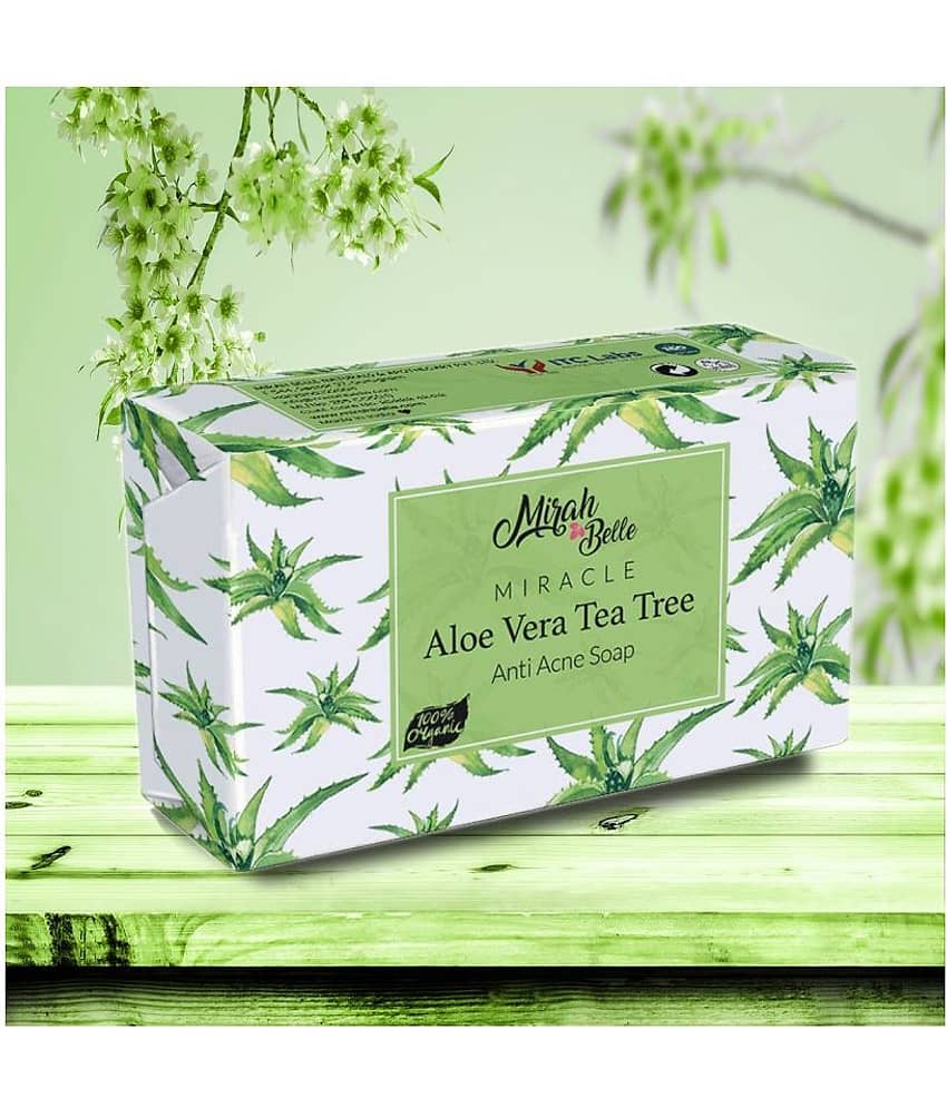 Mirah Belle - Organic Aloe Vera - Tea Tree Anti Acne Soap 125gm -For Acne & Infection Prone, Dehydrated Skin- Handmade Soap