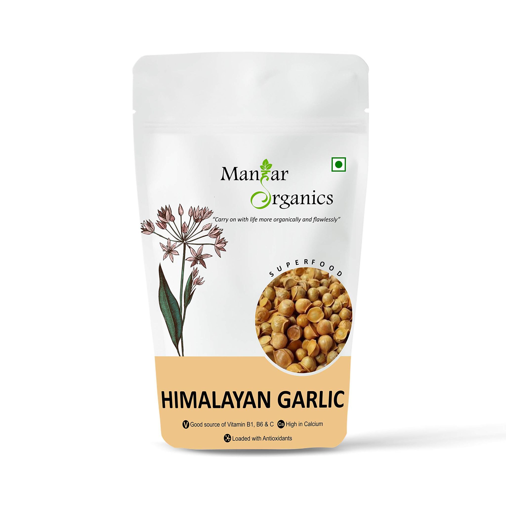 ManHar Organics Himalayan Garlic/Kashmiri Lehsun 500gm - Himalayan Single Clove Garlic or Snow Mountain Garlic for strong Immunity & Diabetes