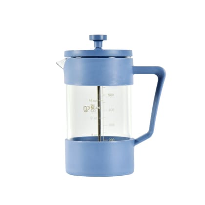 The Bean Co Roasters French Press Coffee Maker 600 ml | Heat Resistant Borosilicate Glass | 4 Level Filteration (Blue)