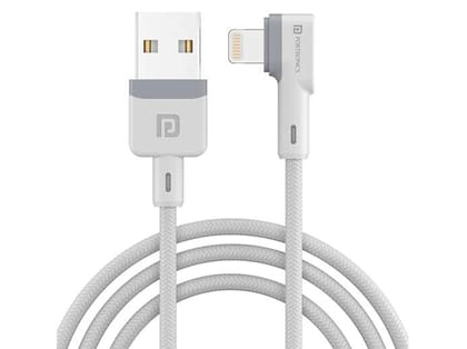 Portronics Konnect L 20W PD Quick Charge Type-C to 8-Pin USB Mobile Charging Cable, 1.2M, Tangle Resistant, Fast Data Sync - White