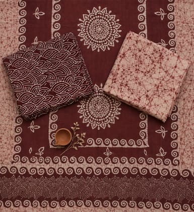 Handcrafted Batik Print 3 Piece Unstitched Cotton Suit set