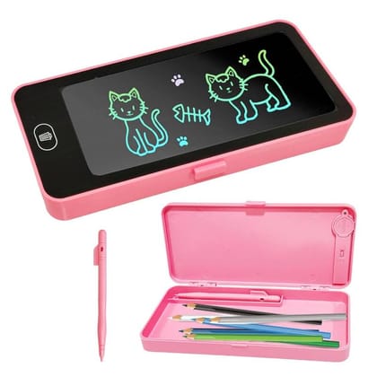 Creative LED Electronic LCD Writing Tablet Pencil Case (Pink) | Multifunctional Study Tool | School & Office