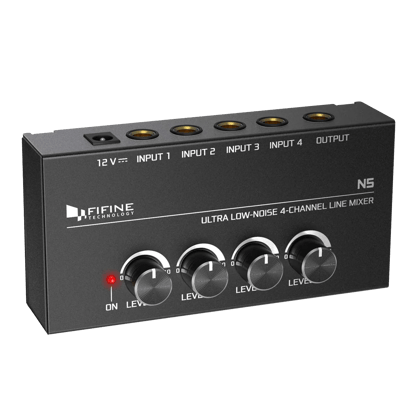 FIFINE N5 - Four - Channel Line Mixer With Individual Volume Control FIFINE N5 - Four - Channel Line Mixer With Individual Volume Control