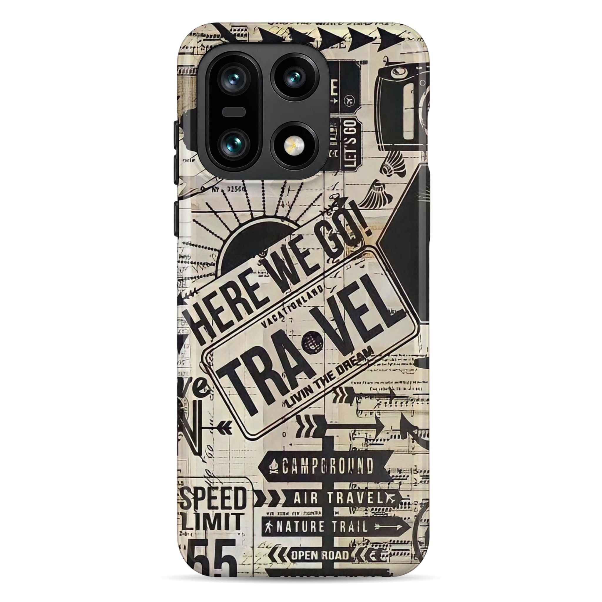WrapCart Vintage Travel Stamps Armour Mobile Case | Glossy Double Layer