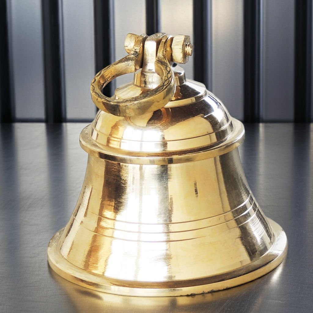 Brass Hanging Temple Pooja Bell, Ghanta Plain, Height : 8 Inch (ZMAS222 D)