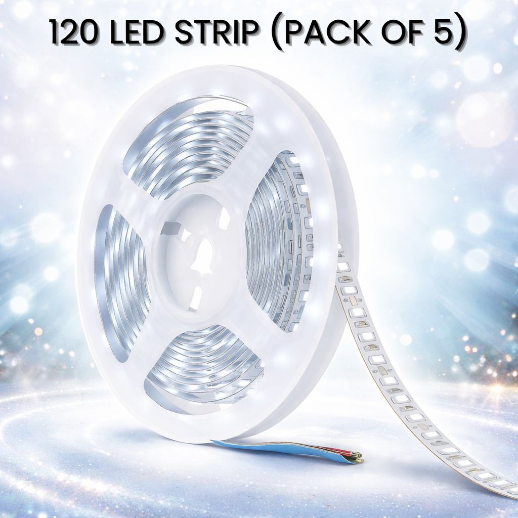 SPARKWORLD 120 LEDs 5 m White Steady Strip Rice Lights (Pack of 5)