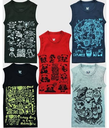 Hap Kings Pack of 5 Boys Cotton ( Multi )