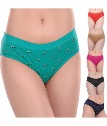 Paryag Pack of 6 Cotton Printed Women's Hipster ( Multicolor )