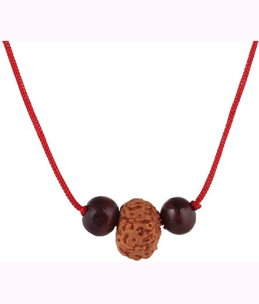 Astrodidi 9 Mukhi Indonesian Java Rudraksha (Small Size) With Red Chandan Beads