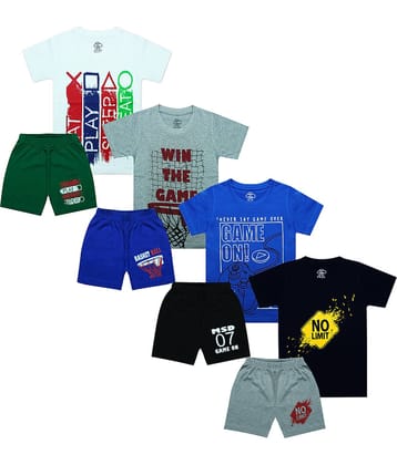 MIST N FOGG Pack of 4 Boys Cotton Blend T-Shirt & Shorts Set ( Multicolor )