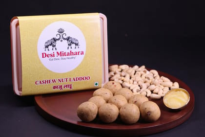 Desi Mitahara's Cashew Ladoo - Made with Cashew, Jaggery & Cow Ghee - Traditional Indian Sweet - Healthy, Nutritious Snack - 360g Pack - No Artificial Colours - Suitable for All Ages Desi Mitahara's Cashew Ladoo - Made with Cashew, Jaggery & Cow Ghee - Traditional Indian Sweet - Healthy, Nutritious Snack - 360g Pack - No Artificial Colours - Suitable for All Ages