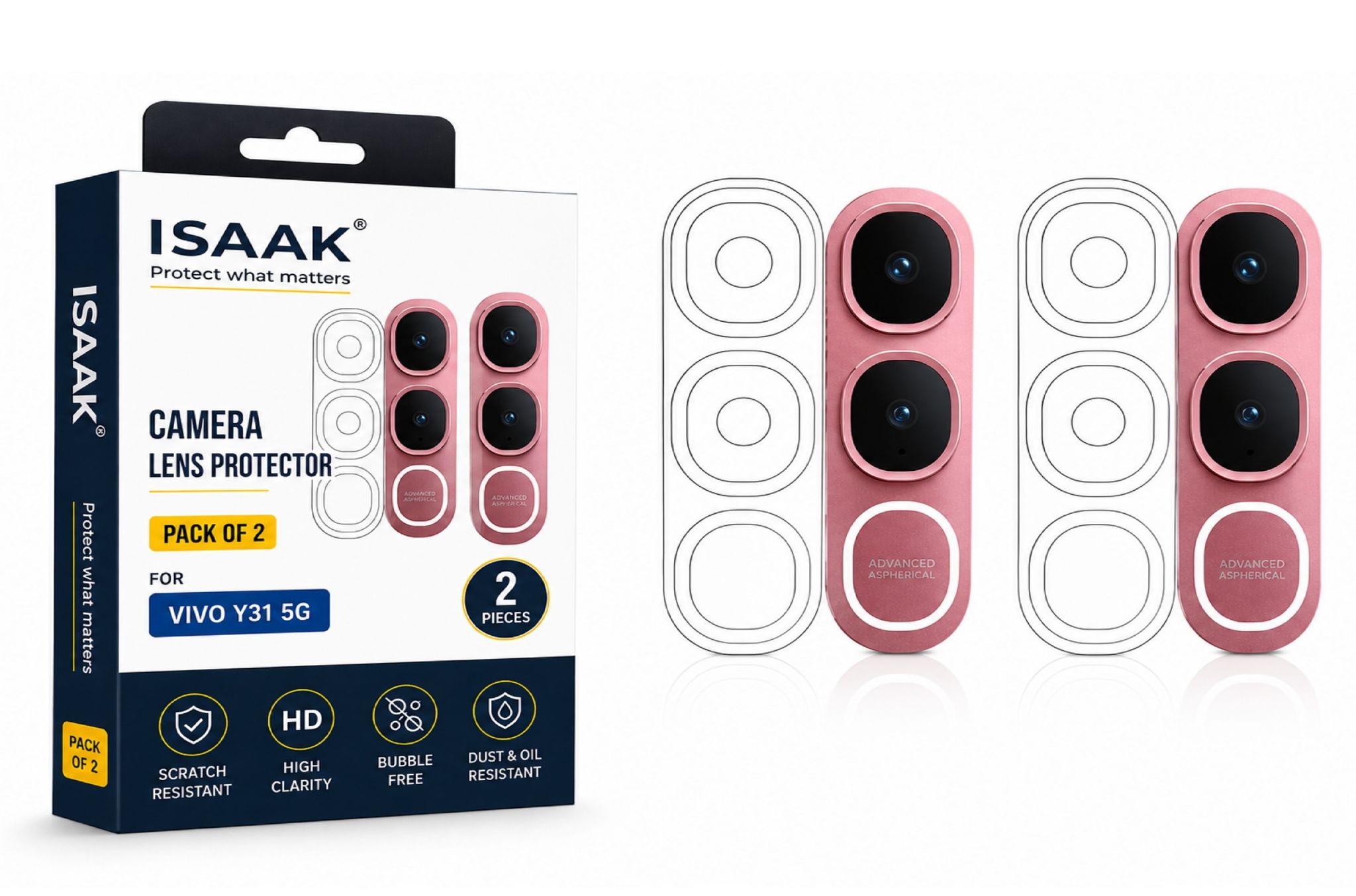 ISAAK Back Camera Lens Protector compatible for Vivo Y31 5G (Pack of 2)