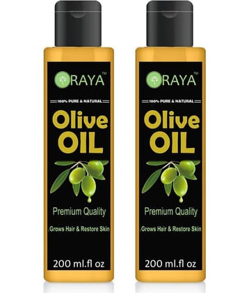 ORAYA 100% Organic Premium Virgin Olive Oil For Hair Growth- 400 ml Pack of 2