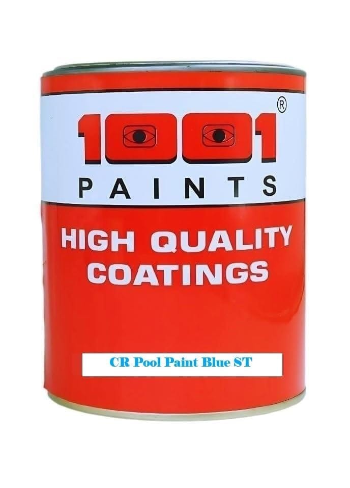 1001 Chlorinated Rubber Pool Paint Blue | Chlorine-Resistant, UV-Protected, Long-Lasting Finish for Swimming Pools & Water Tanks | Smooth & Glossy Surface - 1 Ltr.