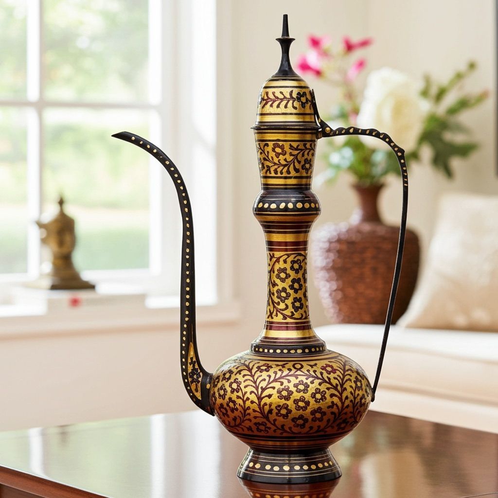 Brass Decorative Aftaba � Classic Surahi Shape Home Decor Piece, Height : 20 Inch (FMAS350 D)