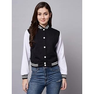 Minha Womens Standard Length Fleece Jacket - Warm & Comfortable (Black)