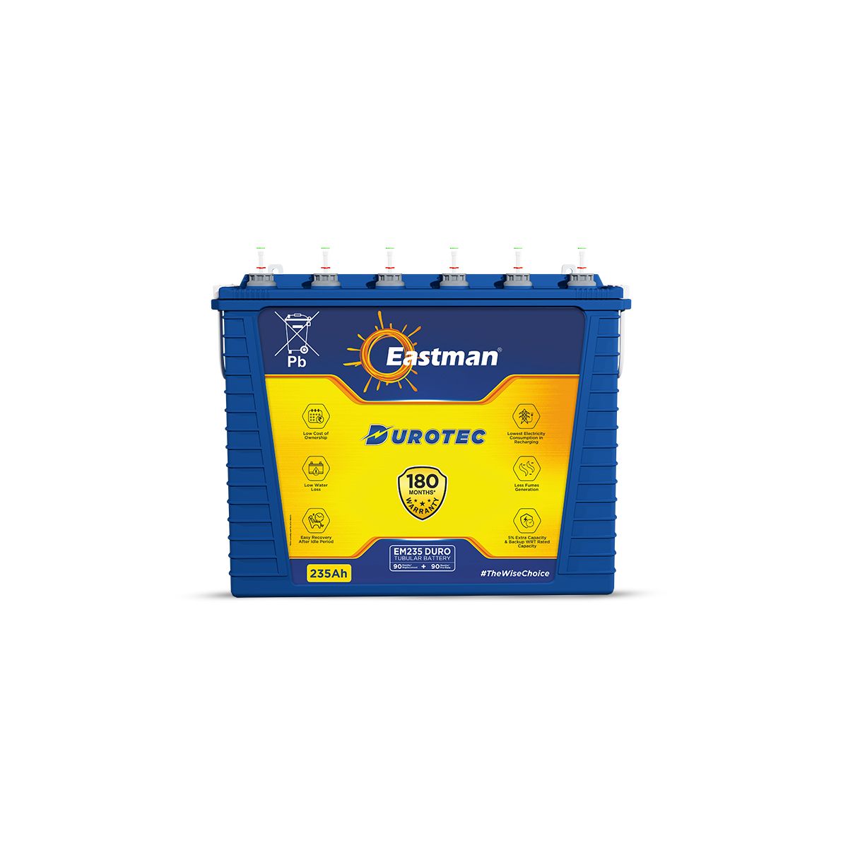 Eastman EM235Duro 235Ah DuroTec Tall Tubular Inverter Battery | Ultra Heavy Duty | 180-Month Warranty | Built for High Load | Works with 700VA–2000VA Inverters