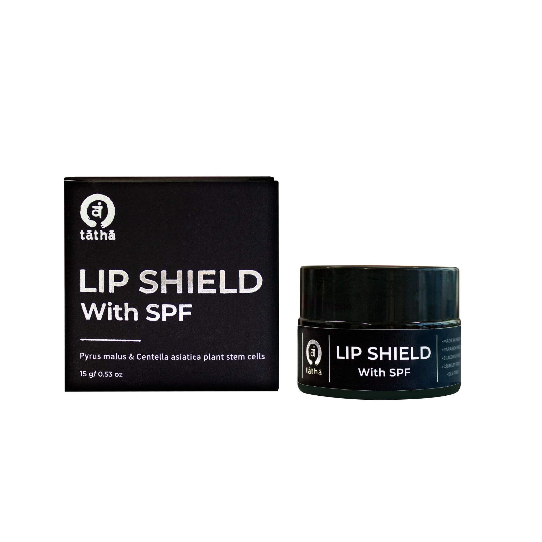 Tatha Lip Shield with SPF15 | Lip Cream for Men & Women | With Plants Stem Cells & Vitamin E | For Dark Pigmented, Dry & Chapped Lips | Intense Hydration, Healing & UV Protection | Vegan | 15g