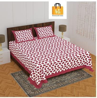 3001-Hometrade India-Standard King Size (90*108 Inches) Double Bedsheet With 2 Pillow Cover-RJ-14-Jaipur lining-3114