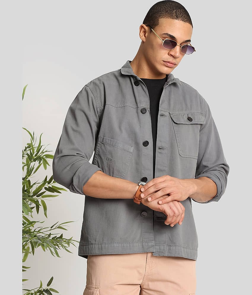 IVOC 100% Cotton Regular Fit Solids Full Sleeves Men's Casual Shirt - Grey ( Pack of 1 )