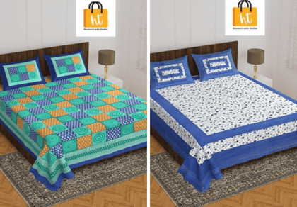 2201-Hometrade India- Standard Double Size (90*100 in )-Combo Double Bedsheet