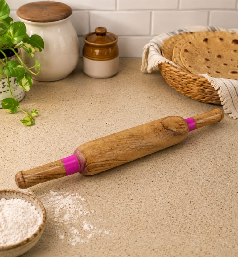 Handcrafted Lacquerware Natural Wood Rolling Pin (Belan)