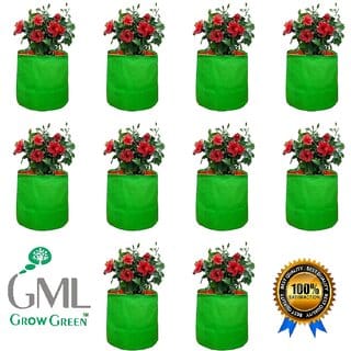 GML GROW GREEN Terrace Gardening Leafy Vegetable Grow Bag (9X 9 Inches, Green) - Pack of 10