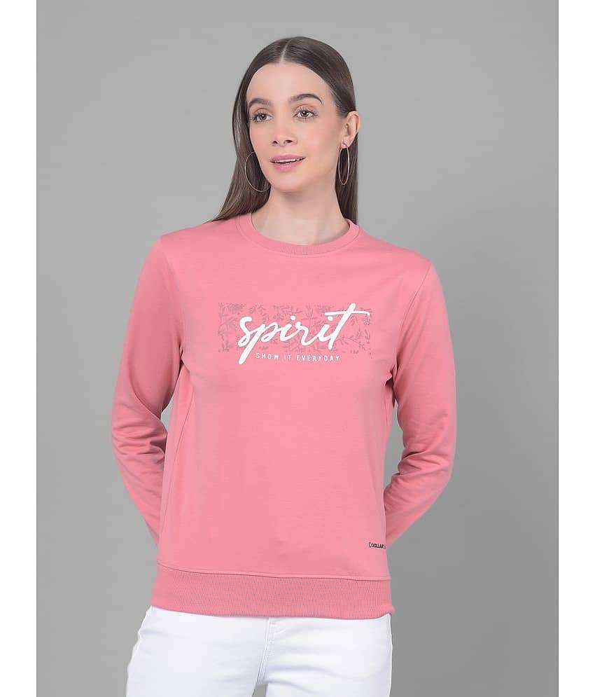 Dollar Athleisure Cotton Women's Non Hooded Sweatshirt ( Pink )