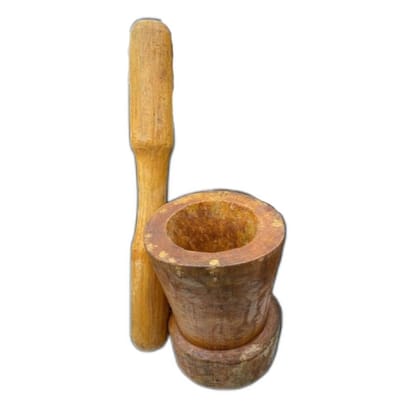 WOODEN MORTAR AND PESTLE