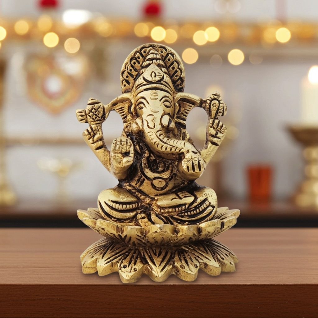 Brass Showpiece Ganesh Ji God Idol Statue (BSMAS1604 G)
