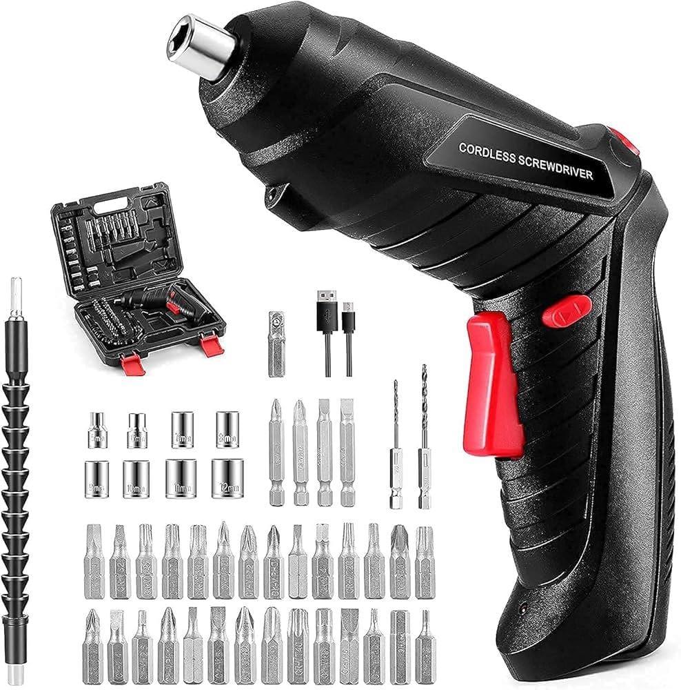 46-in-1 Rechargeable Cordless Screwdriver Drill Machine Set