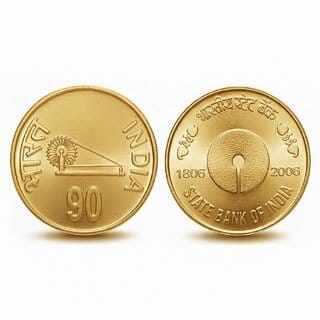 90 Rupees 1806-2006 (SBI) Centenary Year, India Gold-plated Fantasy Coin Series