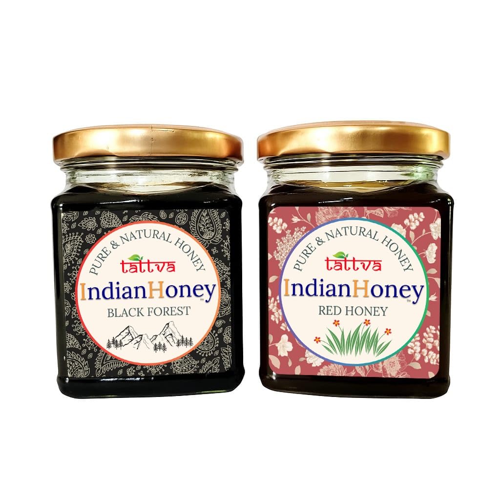 IndianHoney Black Forest (Honeydew) & Red Honey Combo Pack (230gm & 230gm)
